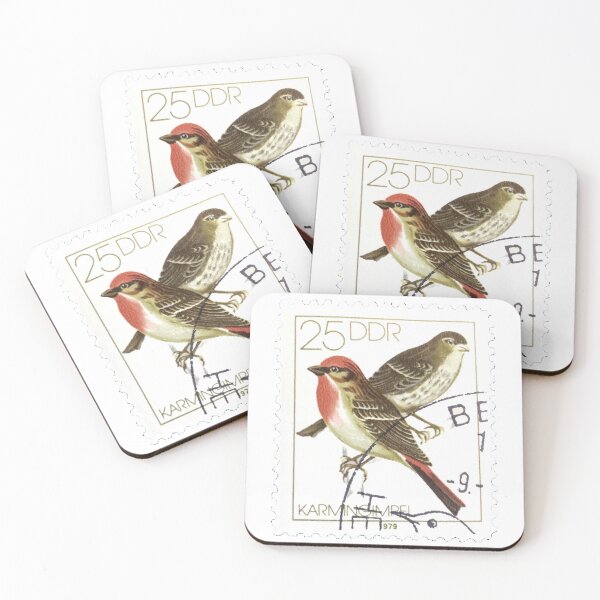 Item preview, Vintage DDR Karmingimpel Bird Rare Postage Stamp designed and sold by red-amber65.