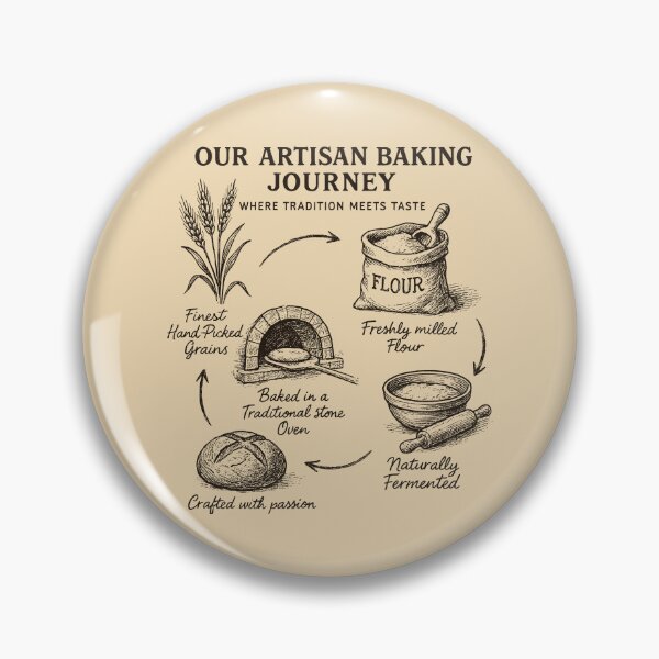 Item preview, Artisan Baking Journey Design with Hand-Drawn Breadmaking Steps and Traditional Oven Illustration designed and sold by SplashTastic.