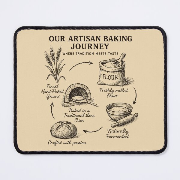 Item preview, Artisan Baking Journey Design with Hand-Drawn Breadmaking Steps and Traditional Oven Illustration designed and sold by SplashTastic.