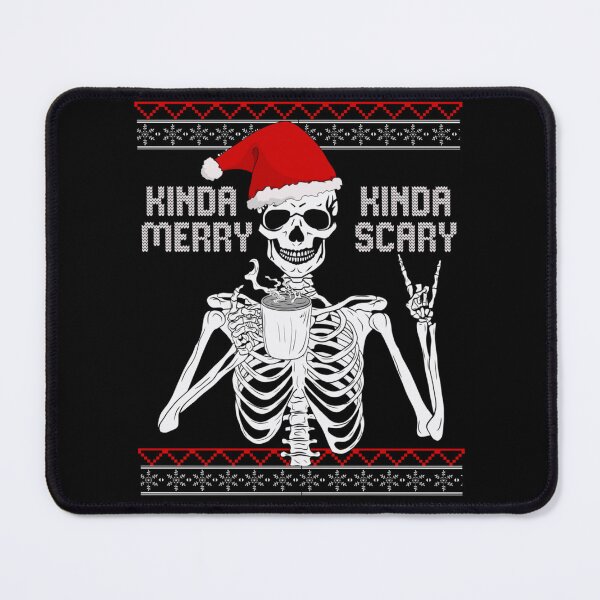 Item preview, Kinda Merry Kinda Scary Skeleton Drinking Coffee Rock Hand Sign designed and sold by GalenoHenley.