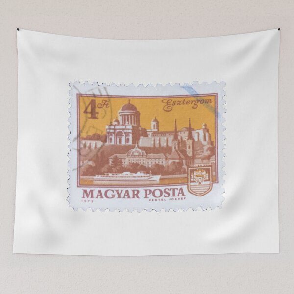 Item preview, Magyar Hungary Esztergom Skyline Vintage Postage Stamp designed and sold by red-amber65.