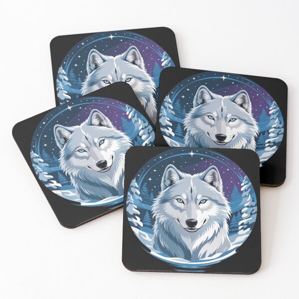 Item preview, A White Wolf with Mountains Floral Elements Forests Trees  designed and sold by MyzoToyota.