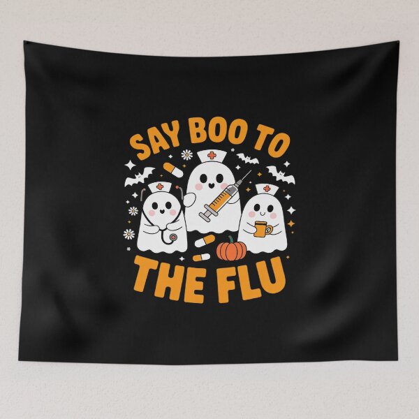 Item preview, Nurse Ghost Halloween Say Boo to The Flu designed and sold by DetroitMug.
