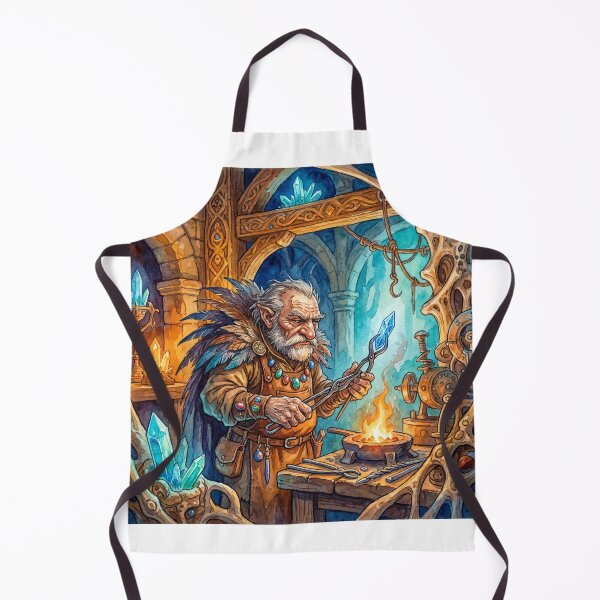 Item preview, Dwarf Crystal Smith creature of folklore watercolor artwork illustration designed and sold by Vintage Designs +.