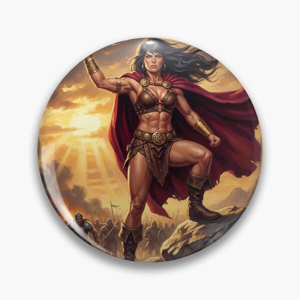 Artikelvorschau, Illustration einer Barbarin in Kampfpose im Fantasy-Stil entworfen und verkauft von Vintage Designs +.