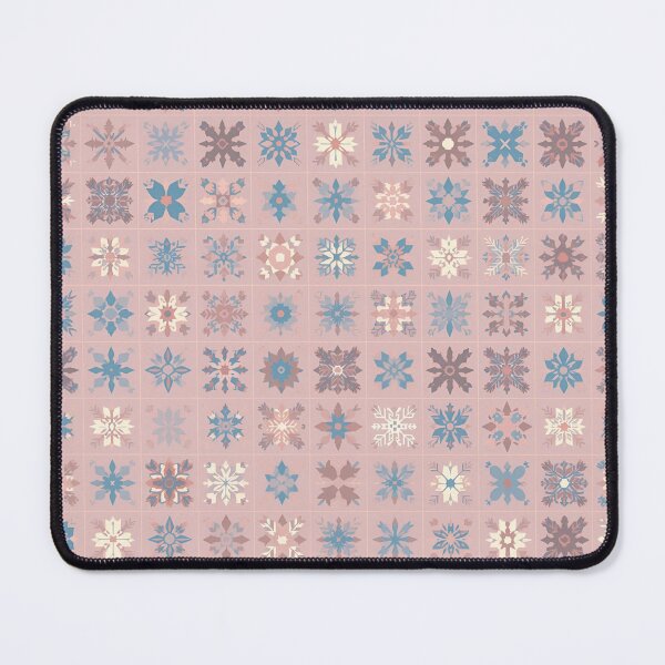 Item preview, Pastel Snowflake Tile Quilt Pattern With Pink and Blue Motifs for Decor and Craft Projects designed and sold by KanDa-Shop.