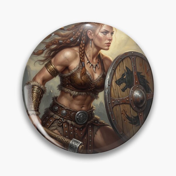Artikelvorschau, Illustration einer Barbarin in Kampfpose im Fantasy-Stil entworfen und verkauft von Vintage Designs +.