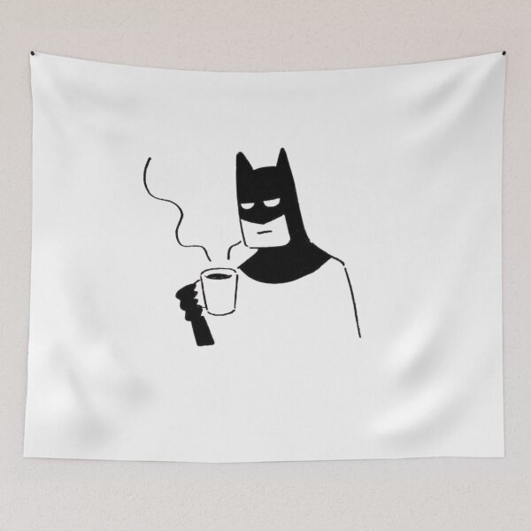 Item preview, Tired Superhero Coffee Doodle Funny Bat Minimalist Illustration WFH Aesthetic Sarcastic Mornings Sticker designed and sold by HimBoo.