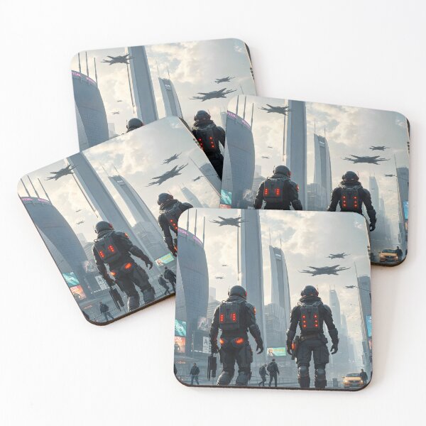 Item preview, Futuristic Cyberpunk with Armored Figures designed and sold by Ink Art Design.