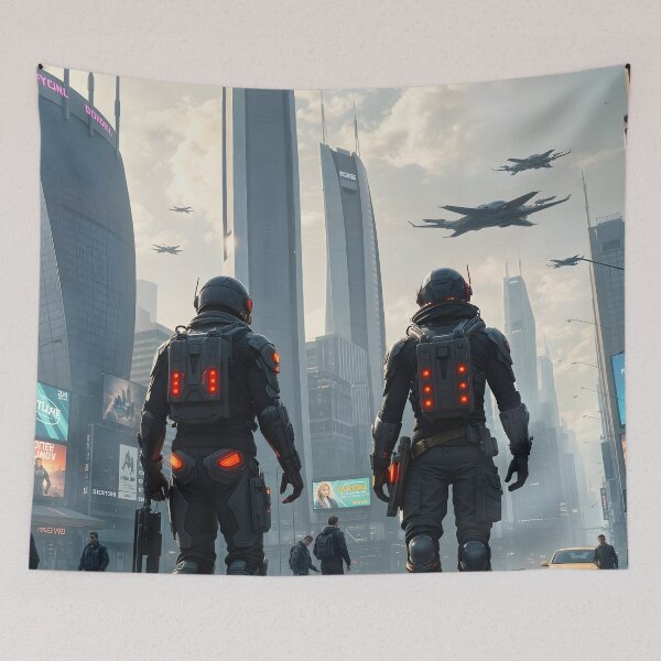 Item preview, Futuristic Cyberpunk with Armored Figures designed and sold by Ink Art Design.