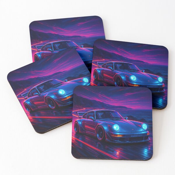Item preview, Retro-futuristic sports car at night designed and sold by RevLinesDesign.