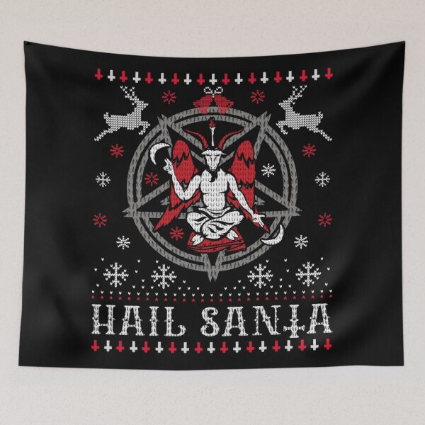 Item preview, Hail Santa Baphomet Occult Ugly Christmas Sweater Knit Pattern designed and sold by MassonCalepon.