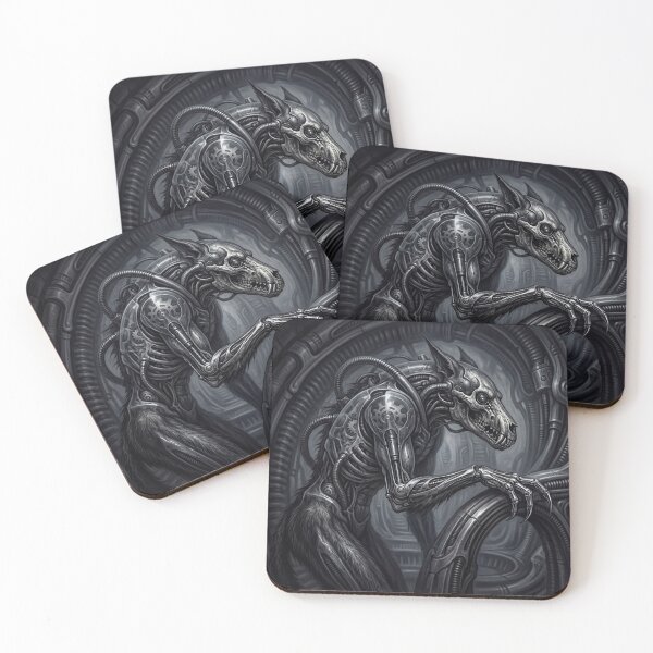 Item preview, Scifi Biomechanical portrait of a werewolf cool pinup art designed and sold by Vintage Designs +.