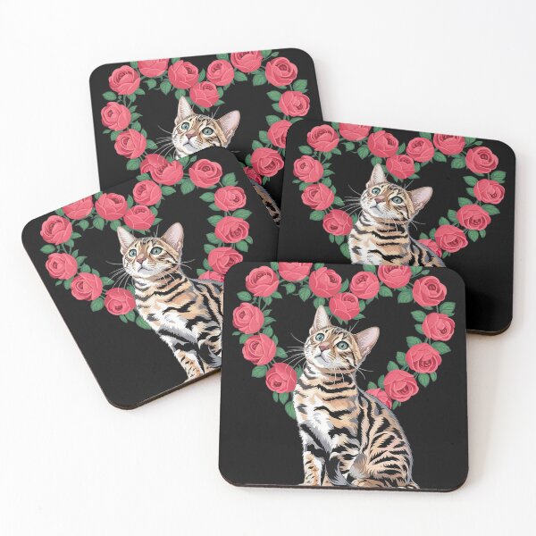 Item preview, Bengal Cat Valentines Day Floral Heart for Cat Lovers  designed and sold by MyzoToyota.
