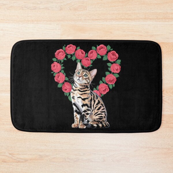 Item preview, Bengal Cat Valentines Day Floral Heart for Cat Lovers  designed and sold by MyzoToyota.