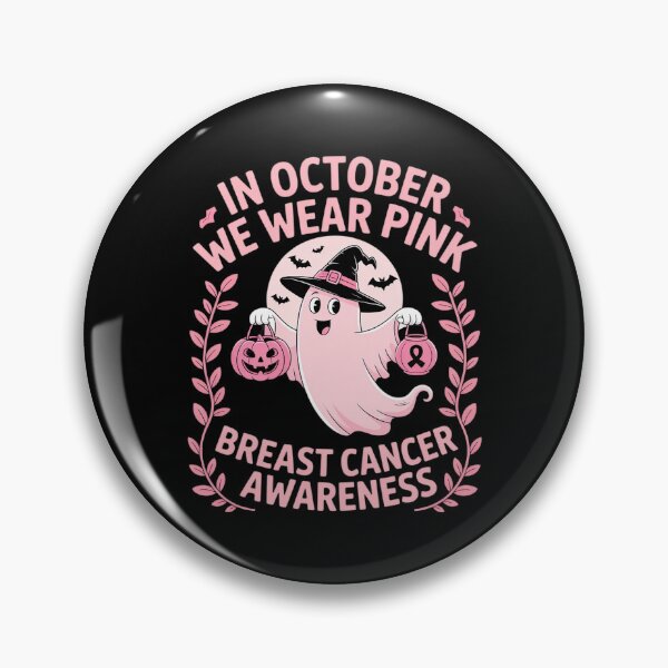 Item preview, October We Wear Pink Ghost Halloween Pumpkins Breast Cancer designed and sold by CultureSpec.