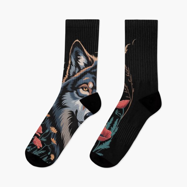 Item preview, Black Wolf Full Moon Boho Floral Mystical Women  designed and sold by MyzoToyota.