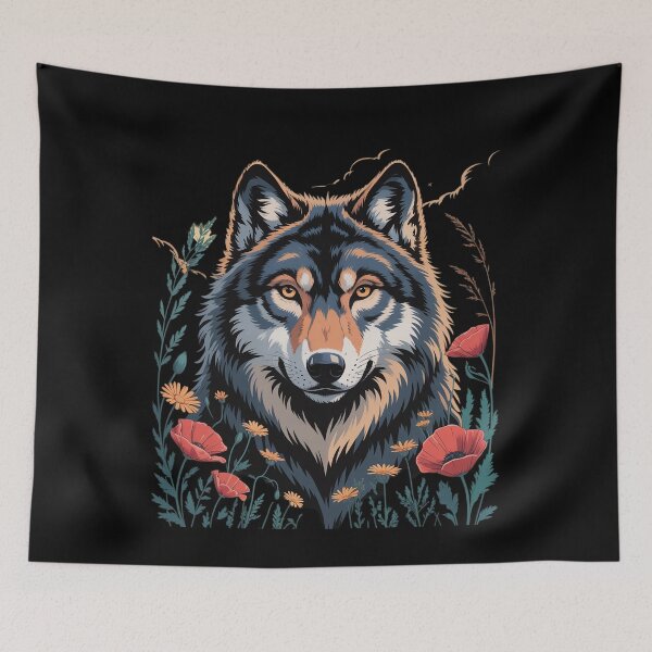 Item preview, Black Wolf Full Moon Boho Floral Mystical Women  designed and sold by MyzoToyota.