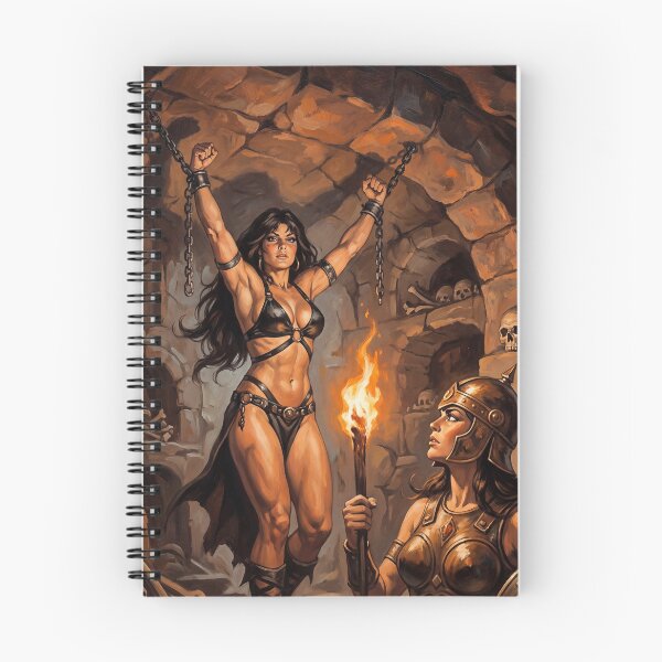 Item preview, Amazon Interrogation of a Barbarian warrior woman in Defiance illustration fantasy art style designed and sold by Vintage Designs +.