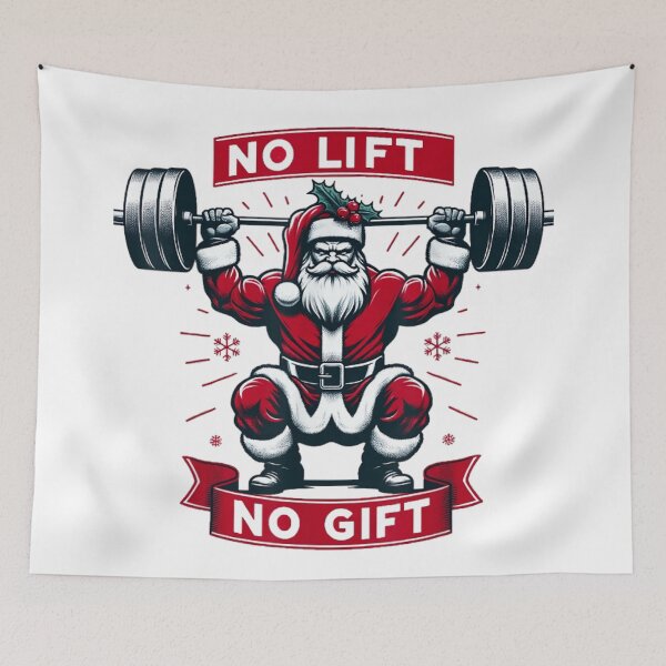 Item preview, No Lift No Gift Santa Squatting Ugly Christmas Workout Gym Design designed and sold by MassonCalepon.