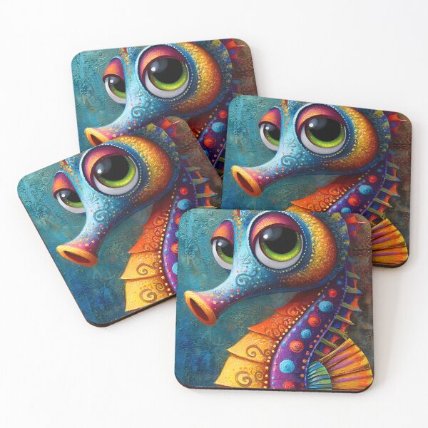 Item preview, Vibrant Cartoon Seahorse with Expressive Features designed and sold by Artessie.