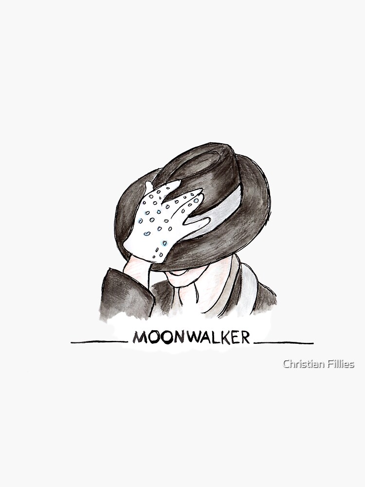 Michael Jackson Moonwalker Artistic Drawing of Hat and Glove Sticker for  Sale by Christian Fillies