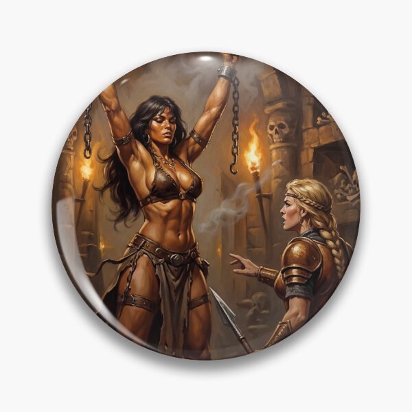 Artikelvorschau, Amazonen verhören eine barbarische Kriegerin in Defiance-Illustrationen im Fantasy-Kunststil entworfen und verkauft von Vintage Designs +.