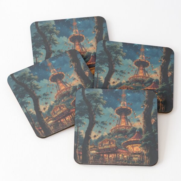 Item preview, Nighttime amusement park in anime style designed and sold by Mianku | Für das Leben.