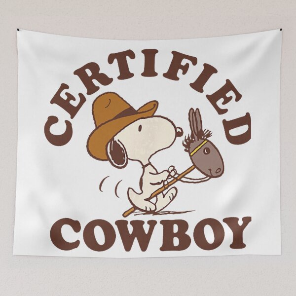 Item preview, Vintage Peanuts – Cute Cowboy Style Snoopy Riding Stick Horse 2025 designed and sold by erlyJohary.