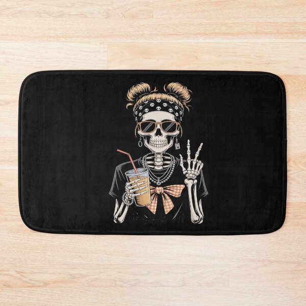 Item preview, Skeleton Girl Drinking Coffee Peace Sign Graphic for Women designed and sold by VladimiaPutin.