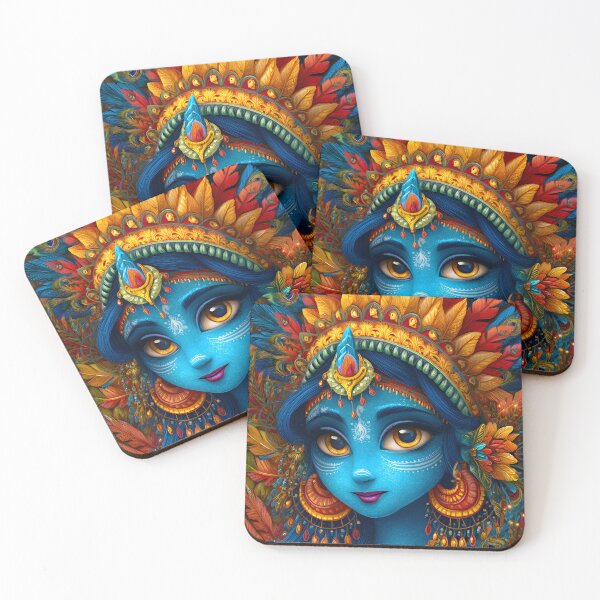 Item preview, Vibrant Blue Skinned Woman with Feathered Headdress designed and sold by Artessie.