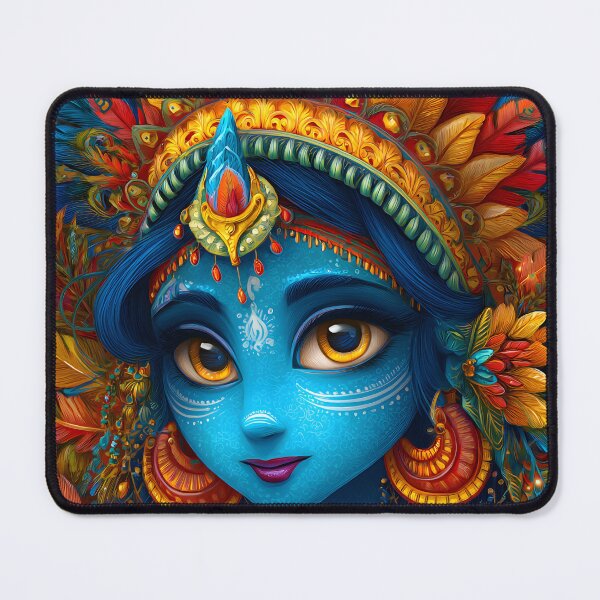 Item preview, Vibrant Blue Skinned Woman with Feathered Headdress designed and sold by Artessie.