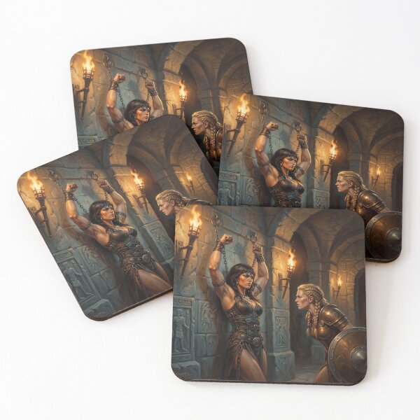 Item preview,  Viking Interrogation of a Barbarian warrior woman in Defiance illustration fantasy art style designed and sold by Vintage Designs +.