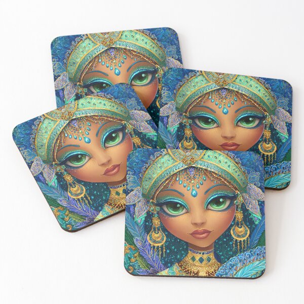 Item preview, Exquisite Blue Peacock Princess Portrait in Detail designed and sold by Artessie.