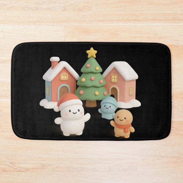 Item preview, Cute Cozy Christmas Village Holiday Scene | Kawaii Fun Christmas Art designed and sold by Moons Studio.
