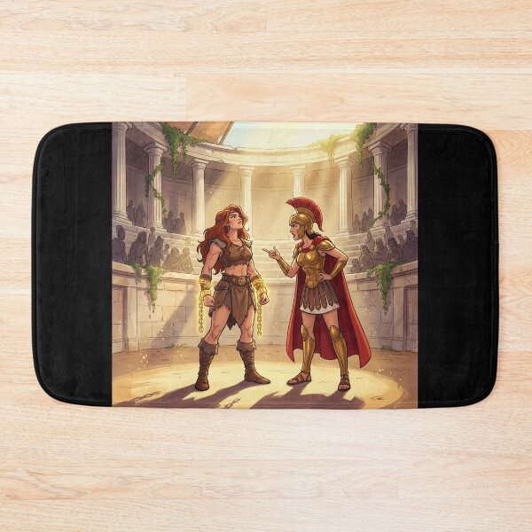 Item preview, A Barbarian and a Roman argue in a gladiatorial ring illustration fantasy art style designed and sold by Vintage Designs +.