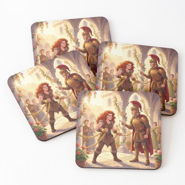 Item preview, A Barbarian captive and a Roman Centurion argue illustration fantasy art style designed and sold by Vintage Designs +.