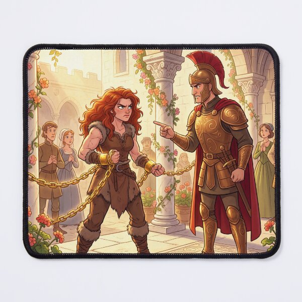 Item preview, A Barbarian captive and a Roman Centurion argue illustration fantasy art style designed and sold by Vintage Designs +.