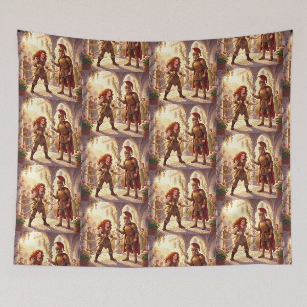 Item preview, A Barbarian captive and a Roman Centurion argue illustration fantasy art style designed and sold by Vintage Designs +.