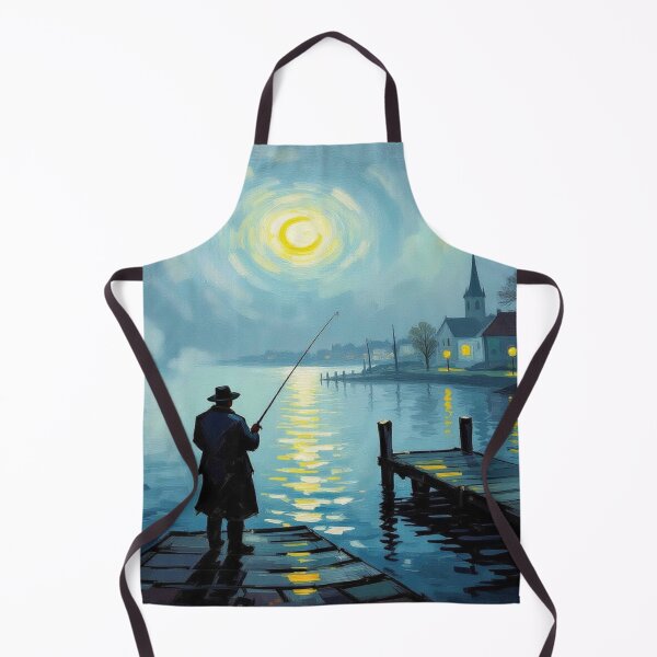 Item preview, Moonlight Fishing Scene with Village Glow - Peaceful Night Reflections & Storyrich Lake Atmosphere designed and sold by FotoworldEdel.