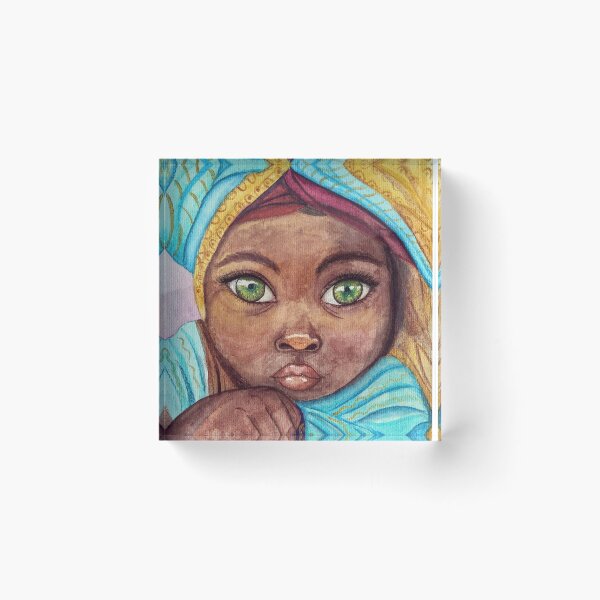 Item preview, Emerald-Eyed Girl | Portrait with Ethnic Style Turban designed and sold by LeidySilvaArt.