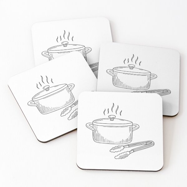 Item preview, Near a stove, a pan rests beside a pair of tongs designed and sold by rasagamastore.