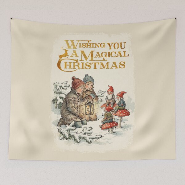 Item preview, Vintage Christmas Magical Gnome and Children designed and sold by KAI-Studio.
