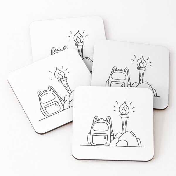 Item preview, A torch resting on rock beside a backpack on the ground designed and sold by rasagamastore.