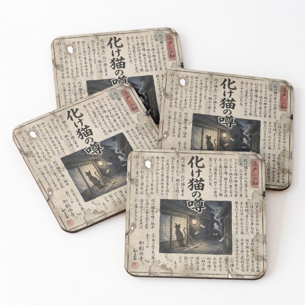 Item preview, Ghostly Bakeneko Rumors – Vintage Japanese Yokai Newspaper Poster designed and sold by Mori-no-Akari.