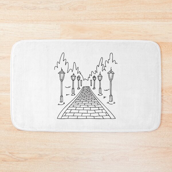 Item preview, A torch lit cobblestone trail winding through the forest designed and sold by rasagamastore.