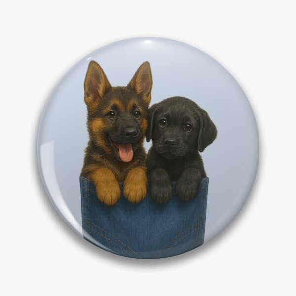 Item preview, Pocket Pups – German Shepherd & Black Lab Peeking From Denim designed and sold by TroyTheTerrific.