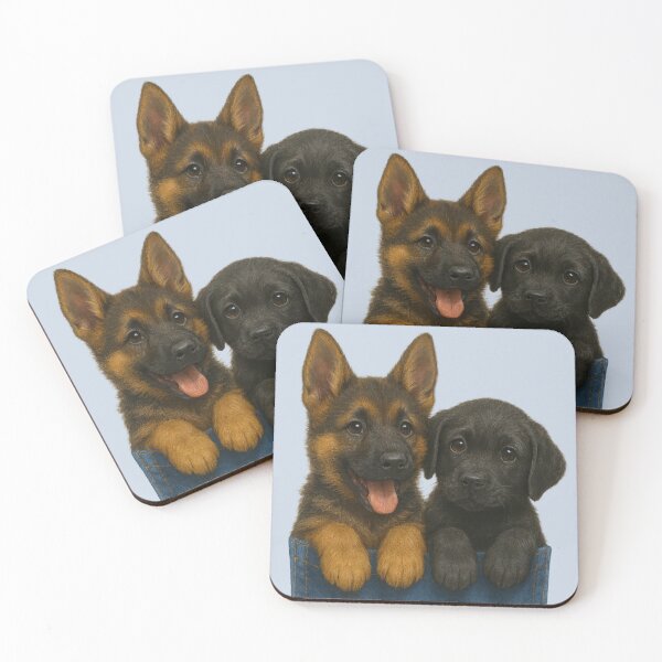 Item preview, Pocket Pups – German Shepherd & Black Lab Peeking From Denim designed and sold by TroyTheTerrific.
