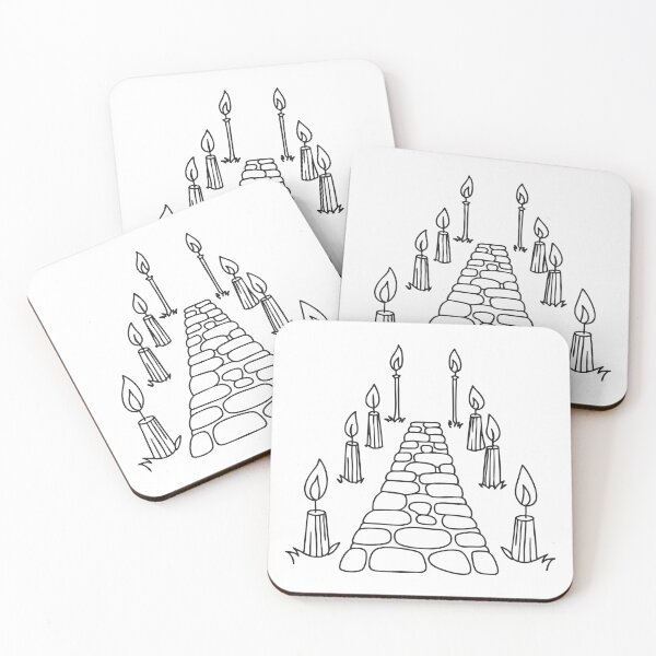 Item preview, A path of cobblestones running through a forest with torches along the sides designed and sold by rasagamastore.