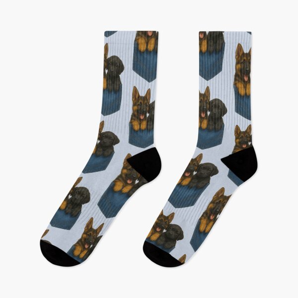 Item preview, Pocket Pups – German Shepherd & Black Lab Peeking From Denim designed and sold by TroyTheTerrific.